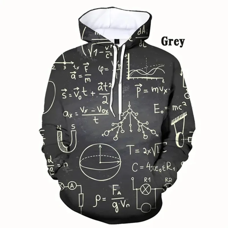 Funny Mathematical Formula Pattern Hoodies Fashion Streetwear Long Sleeve Mens 3D Printed Sweatshirt Casual Oversized Pullovers