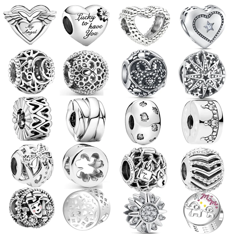 

New 925 Sterling Silver Circular Bead Flower Tree Dog claws Charm Fit Original Pantaro Bracelet For Girl DIY Jewelry Making Gift