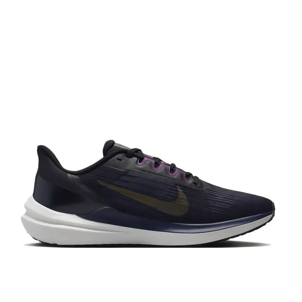 Nike Black and Blue Colorway Zoom winflo 9 Men's Lightweight Comfort Low Top Running Shoes Non-slip Wearable Sneakers