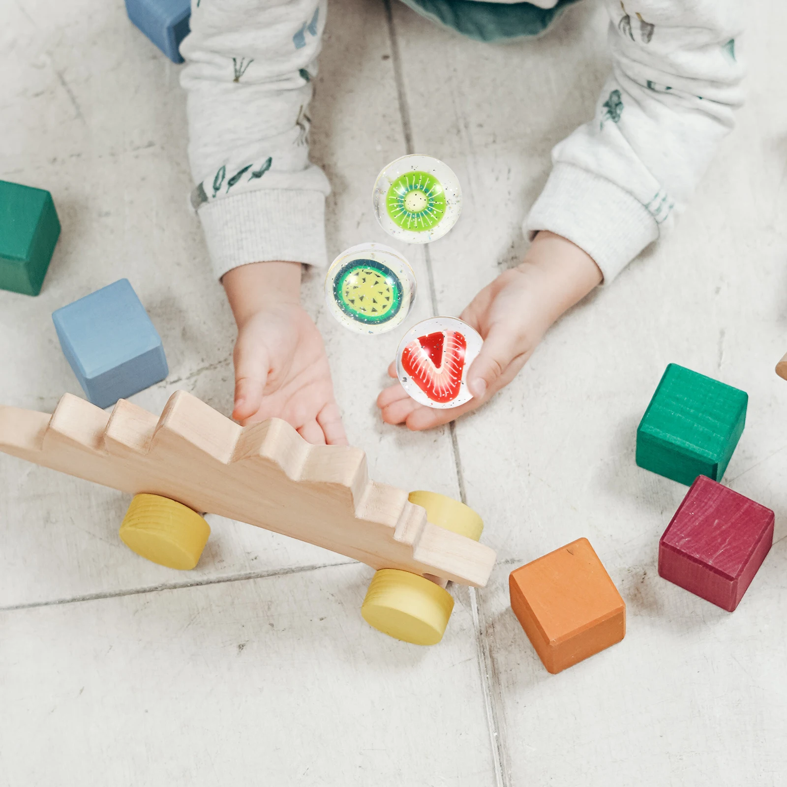 

3Pcs Colorful Bouncing Balls Environmental Friendly Material for Kids Party Favors Gift Fruit Themed Elastic Ball