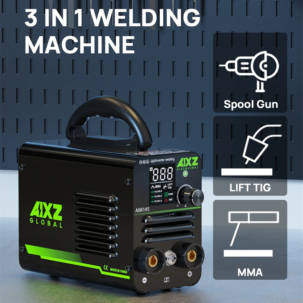 

AIXZ 3 in1 Semi-automatic Welding Machine MMA/Lift TIG Welders For Gasless Iron Soldering Portable Welder With Spool Gun AIM145