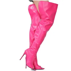 Women Over The Knee Boots 2024 Autumn Winter Big Size 46 Peep Toe Sexy High Heels Thigh Boots With Back Zip