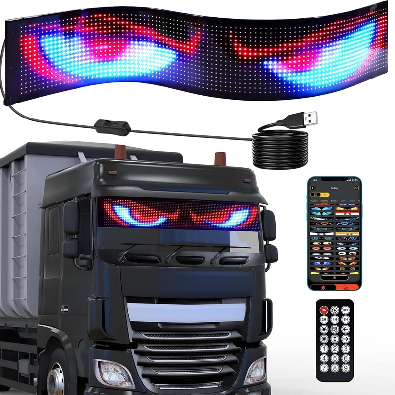 

Truck Devil's Eye Light RGB Dynamic Demon Eye Decorative Light Led Display Truck Devil Eye LED Matrix Pixel Panel Soft