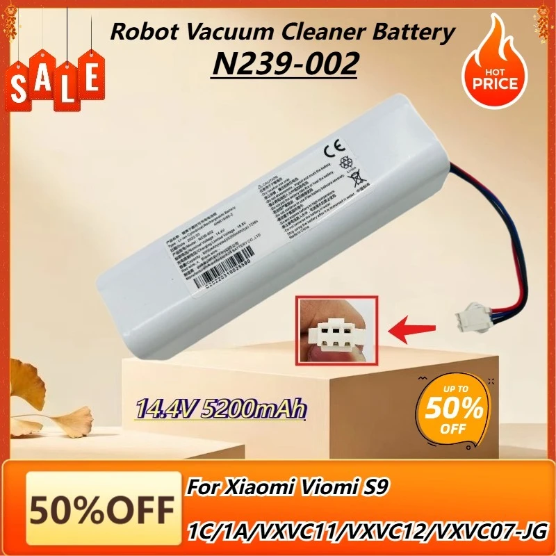 

14.8V 5200mAh N239-002 Robot Vacuum Cleaner Battery for Xiaomi Viomi S9 1C/1A/VXVC11/VXVC12/VXVC07-JG Rechargeable Battery