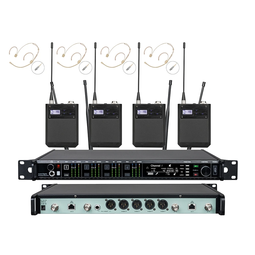 Microfono wireless professionale AD4Q Microfono da studio UHF 470-940 mhz a 8 canali per microfoni