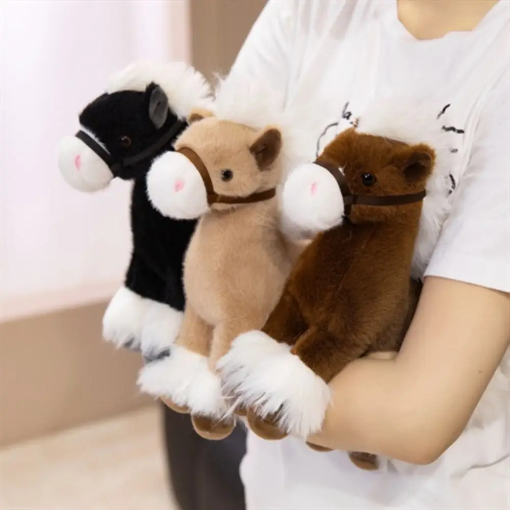

PP Cotton Realistic Horse Toys Soft Fluffy Stuffed Standing Warhorse Comfortable Cartoon Horse Mascot Stuffed Animal