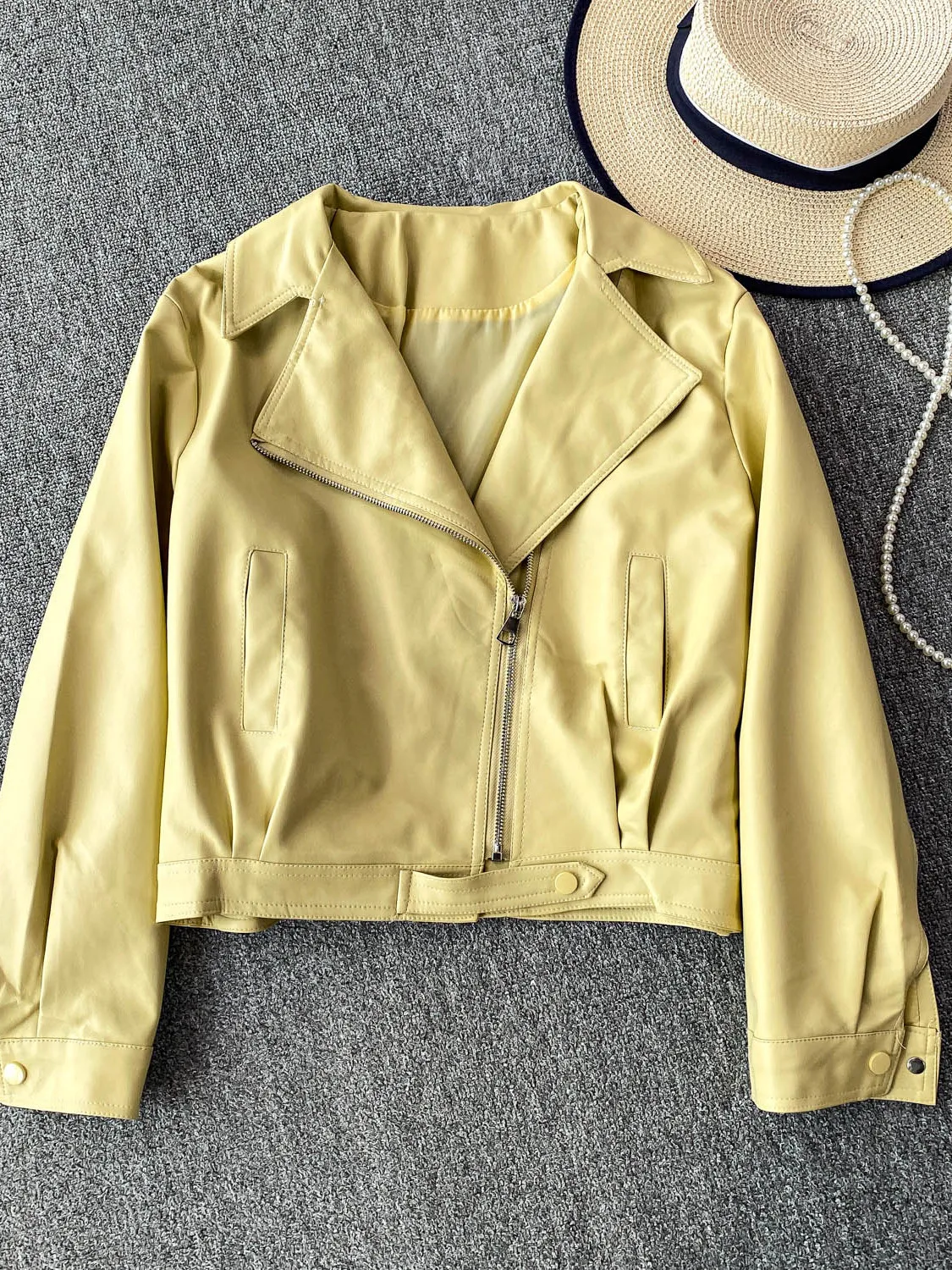 Sli ort PU Pelle Jaet Cappotto da motociclista Bla da donna Dimagrante Colletto ribaltabile Jaet Capispalla Trendy Pendolarismo Sle Autunno Wi...
