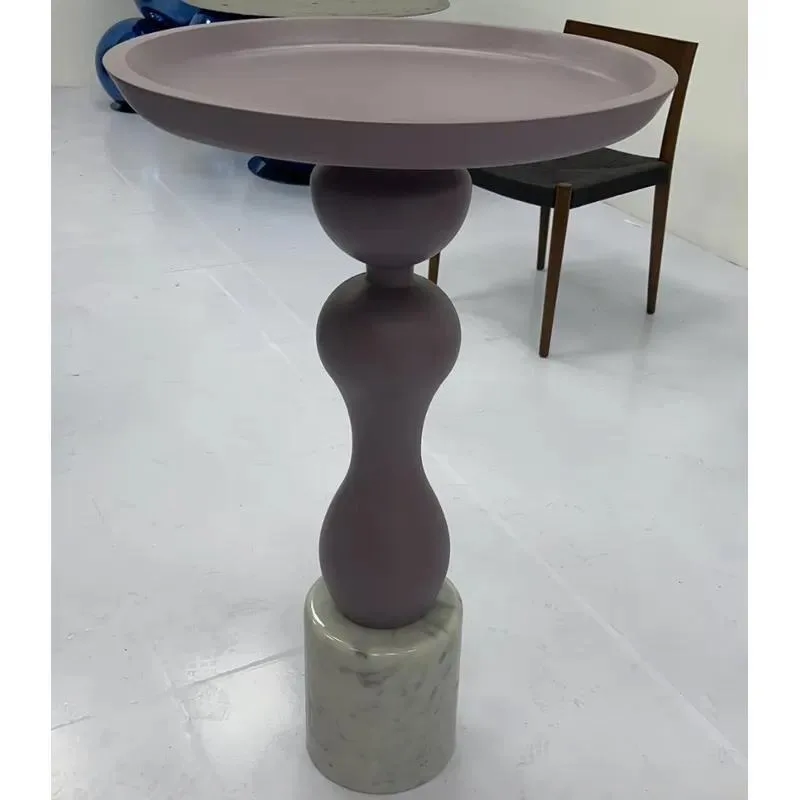 Modern Solid Wood Side Table with Marble Base Luxury Multi Purpose End Table for Living Room Bedroom Villa Apartment