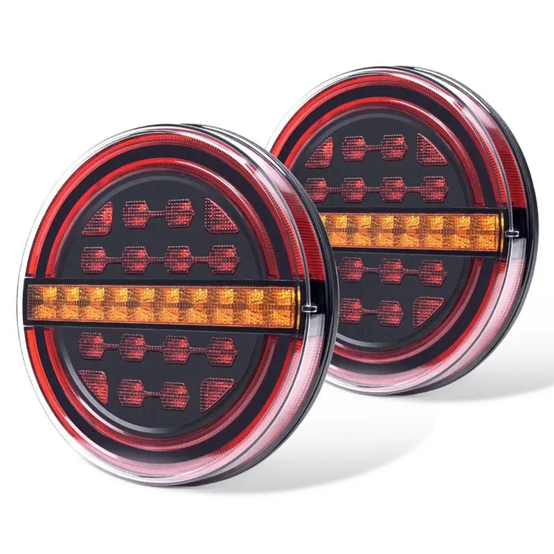Practical 5.3Inch Round LED Truck Trailer Light Rear Brake Light DRL Flow Turn Signal Light For Truck Ships Van Boat Lorry