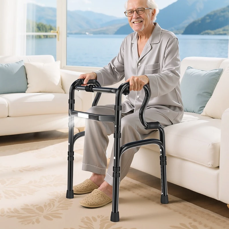 

Ходунки со светодиодной подсветкой для пожилых людей, ходунки для пожилых людей с двумя колесами, костыли для тропических тростей для взрослых, рама для перил прогулочной тележки