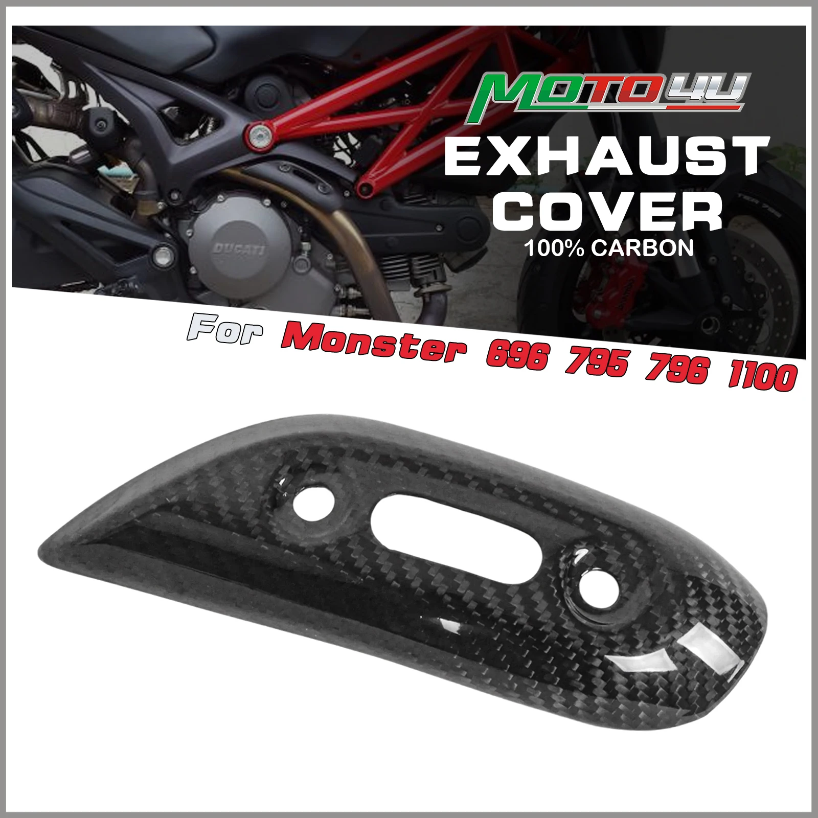 For Ducati Monster 696 795 796 1100 100% Carbon Fiber Exhaust Pipe Heat Shield Cover Guard Fairing Motorcycle Modification