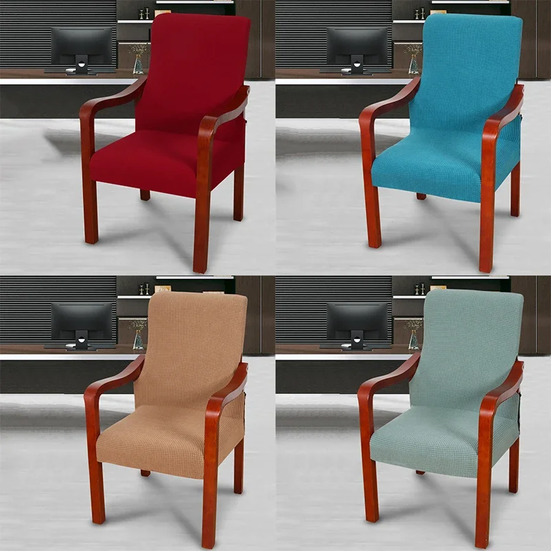 Retro Wooden Chair Slipcover Solid Color Elastic Chinese Style Armrest Boss Chair Protector Cover Home Decor Furniture Covers