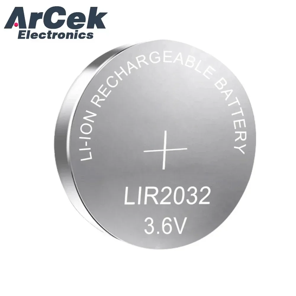 2PCS New LIR2032 Li-ion Rechargeable Battery 3.6V Lithium Button Batteries for Watch Computer Replaces LIR 2032 CR2032/ML2032