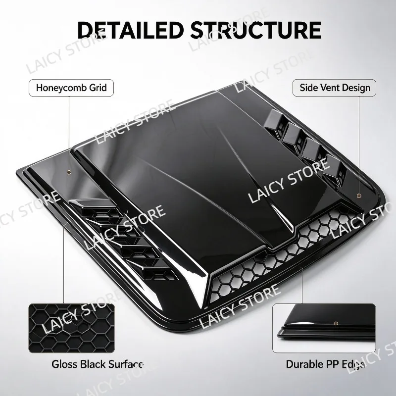 LAICY For Silverado 1500 Car Air Outlet Flow Intake Hood Scoop Vent Bonnet Cover Trim Decorative Stickers Carbon Fiber Look