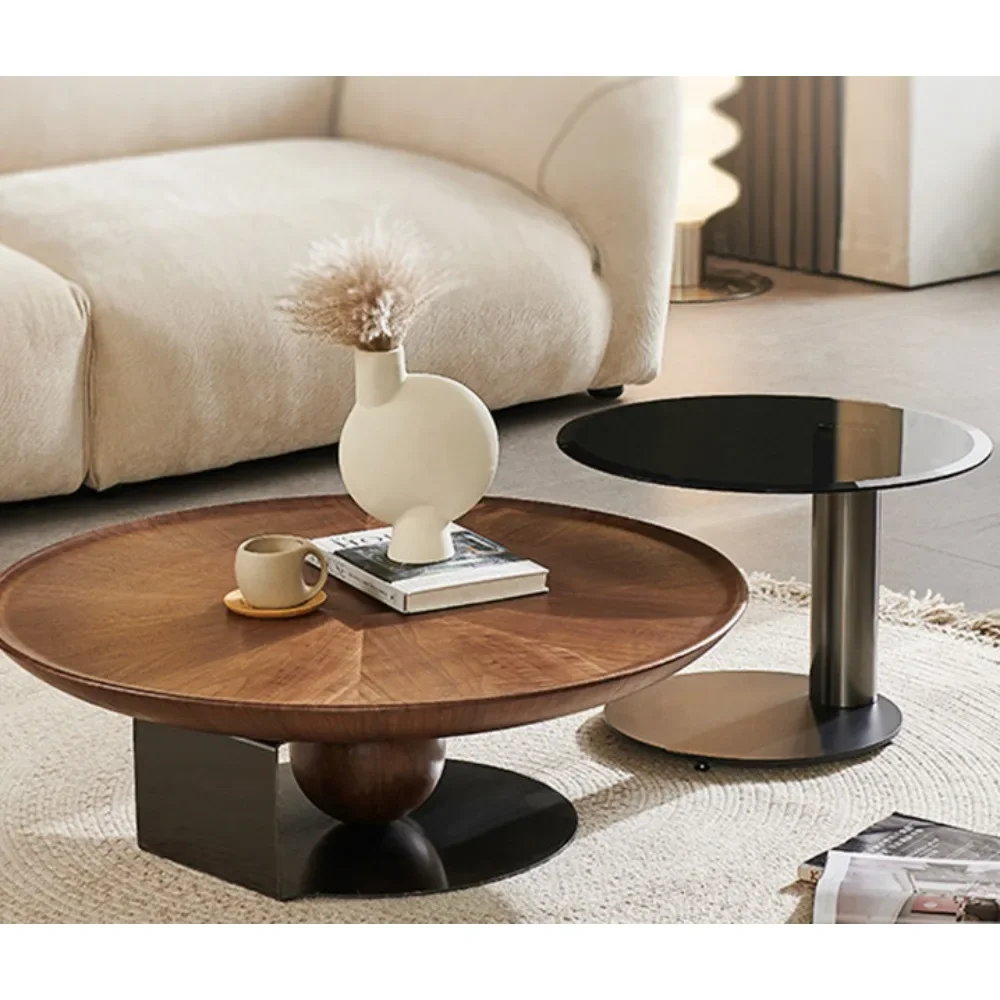 

Round solid wood coffee table combination small apartment living room high sense combination coffee table solid wood round coffe