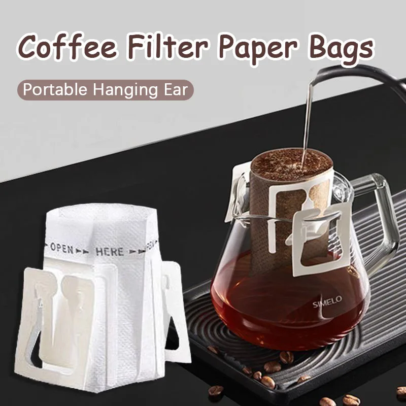 25/50/100 stücke Kaffee Filter Papier Taschen Einweg Hängen Ohr Espresso Kaffee Zubehör Biologisch Abbaubare Heimgebrauch Tropf kaffee Tasche