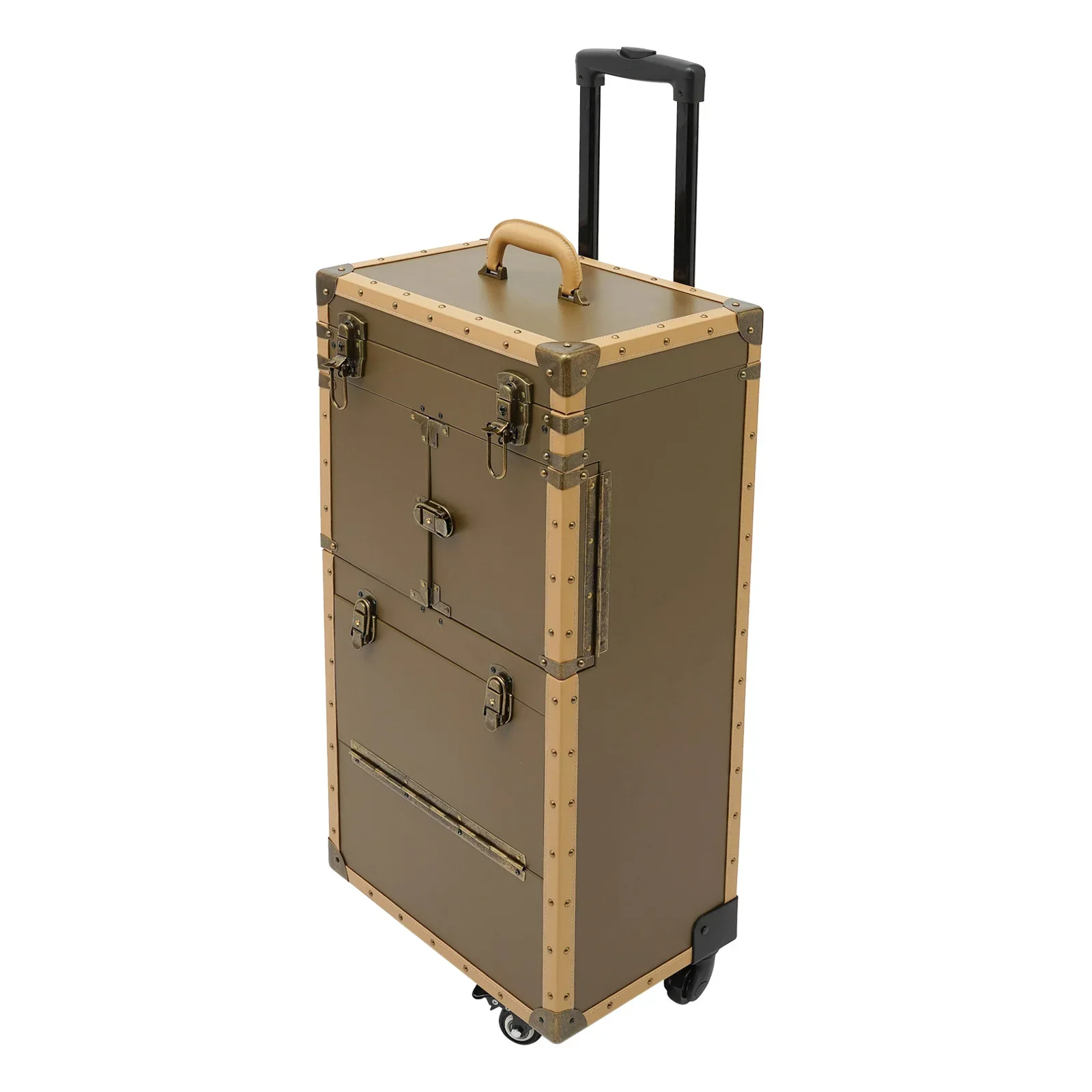 Estuche de peluquería punk dorado duradero: cerraduras con contraseña móvil para una organización segura de herramientas de salón