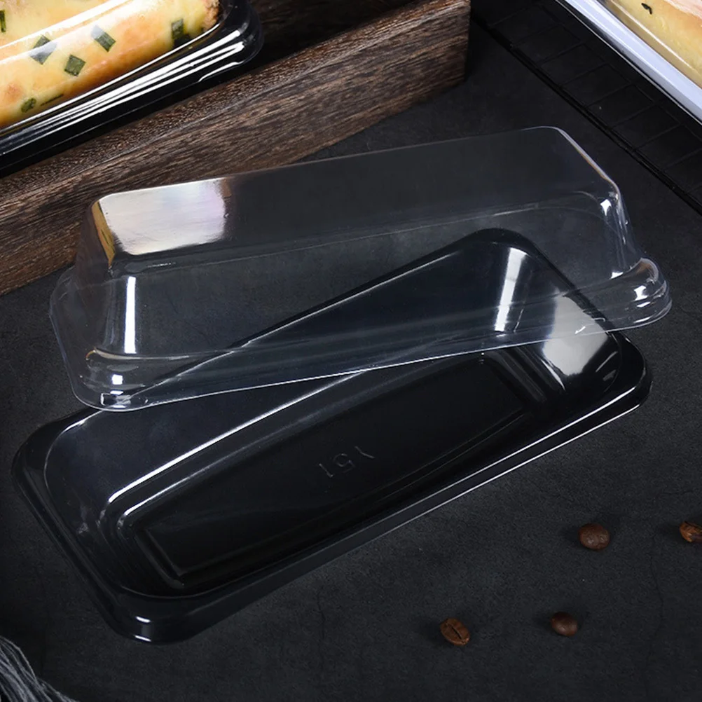 

16Pcs Cake Box Bread Packaging Case Black Transparent Lid Resealable for Desserts Pastries Cake Box Pastry Case