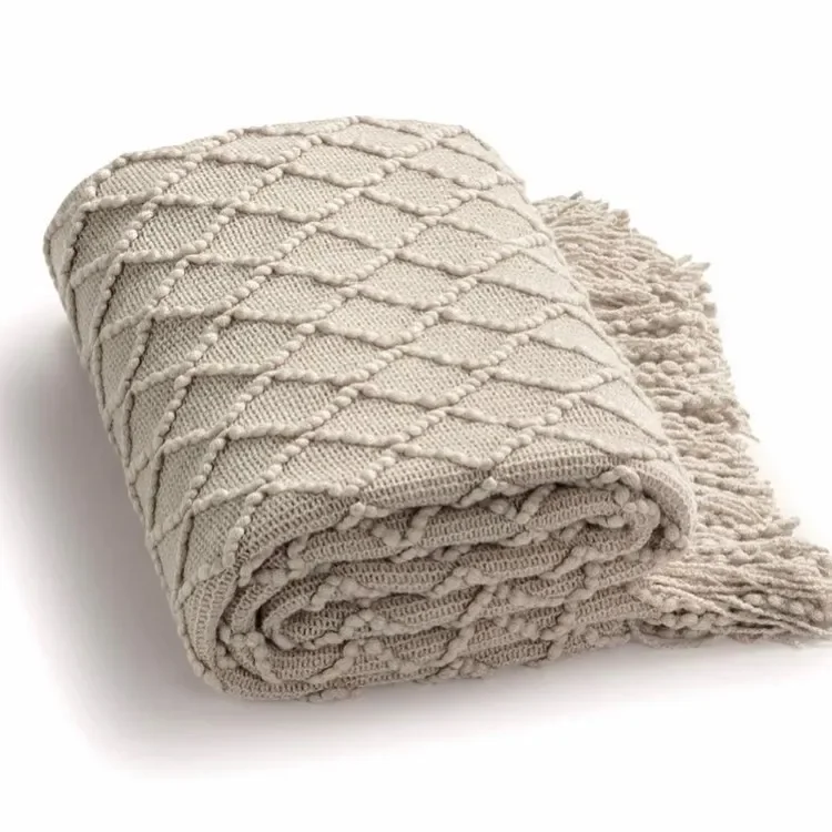 Hot Selling Super Soft Queen Size Comfortable Chunky Knit Polyester Bed Throw Blanket