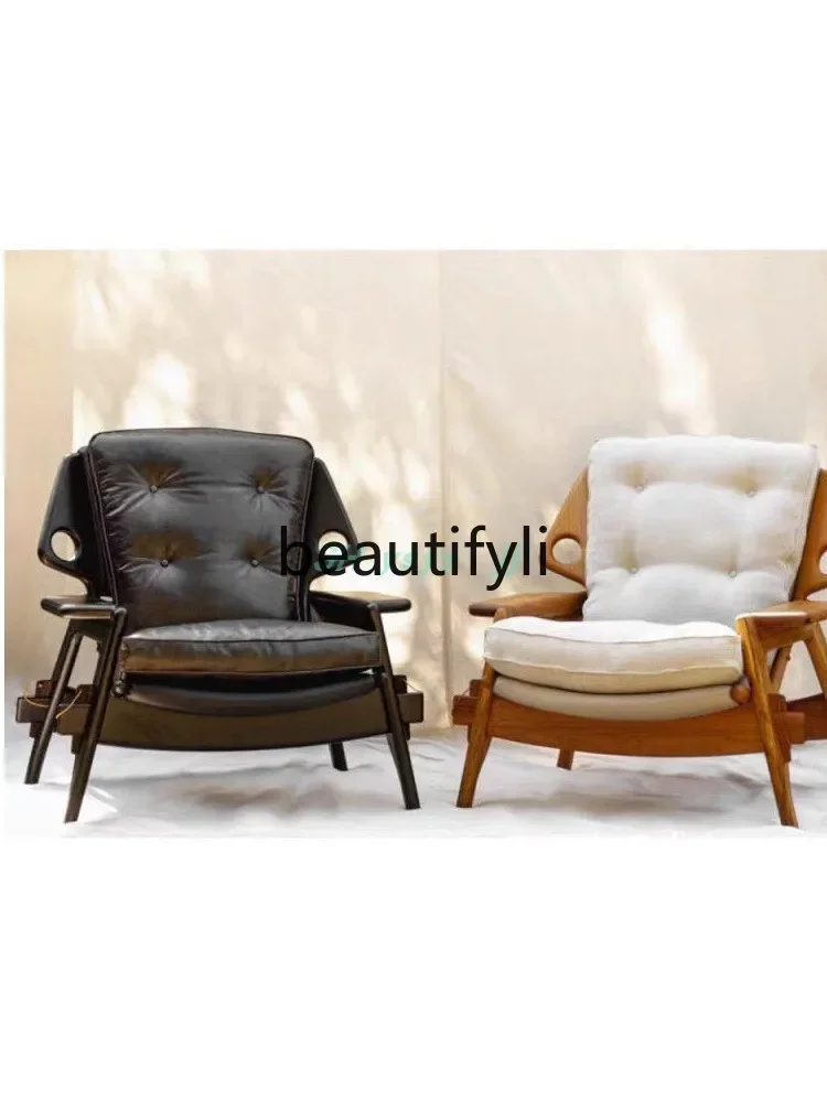 Household solid wood homestay balcony leisure chair designer exhibition hall armchair