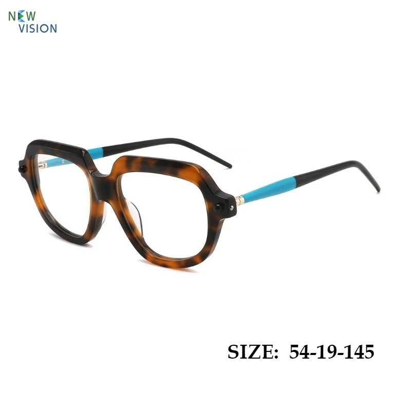 

New Fashion Women Large Frame Acetate Glasses Frame Square Handmade Retro Street Photography Men Myopia Prescription Eyeglass