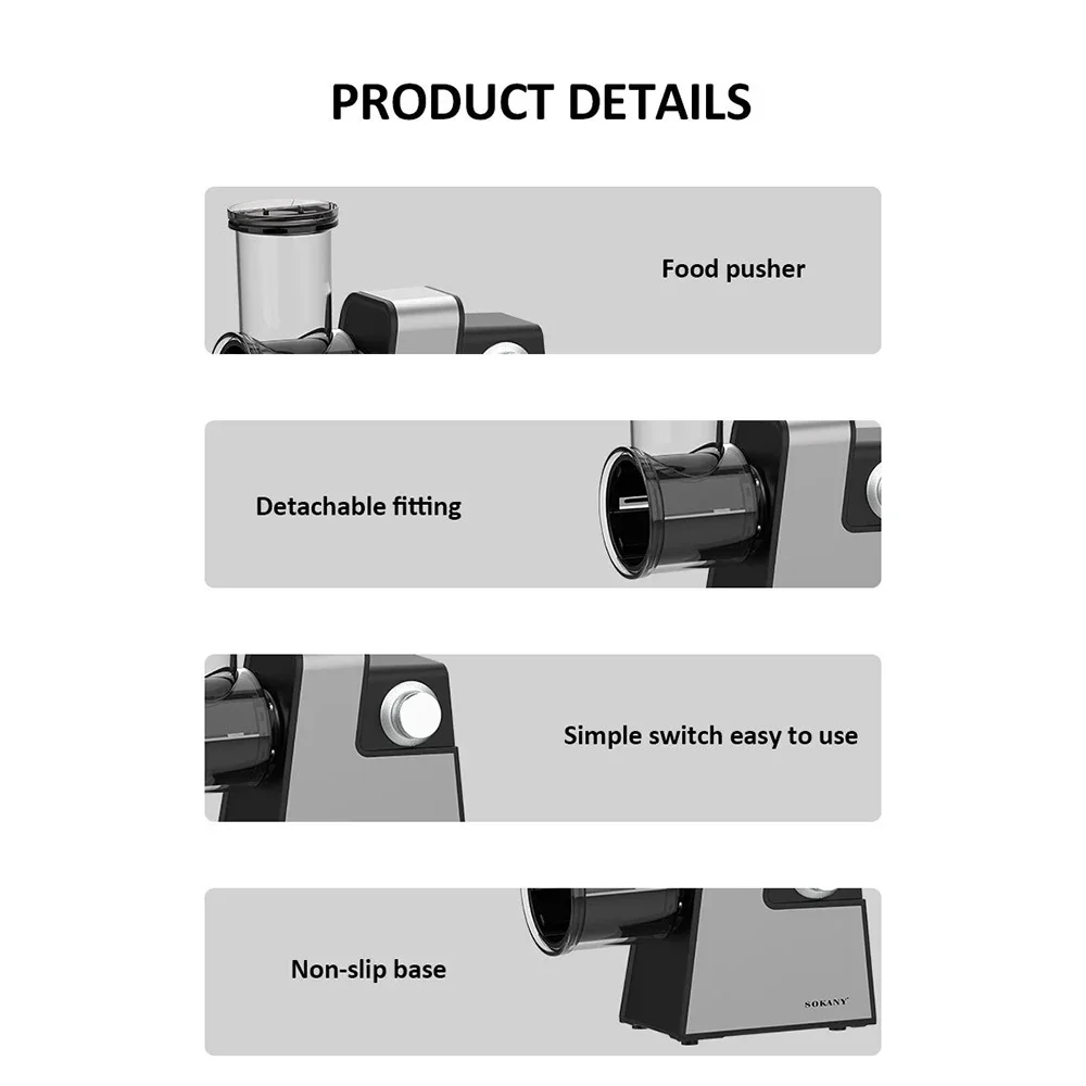 Электрическая мясорубка Овощерезка 5-в-1 Многоцелевая быстрая измельчитель сыра, измельченного картофеля, моркови и т. д.