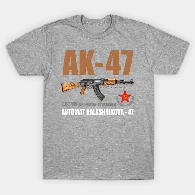 New Men Cotton Tees Streetwear tshirtgraphic t shirts Short Sleeve Avtomat Kalashnikova Russian Riffle T-Shirt Men's T Shirt