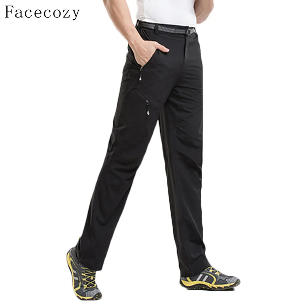 Facecozy Men Summer Outdoor Quick Dry Pants Breathable Wearable Hiking Camping Fishing Trekking Trousers UV Protect Sportswear