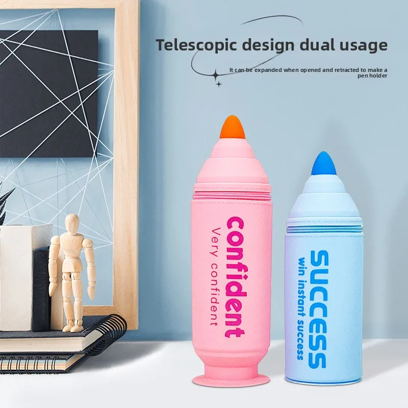 الكرتون مقلمة من السيليكون منظم مكتب القرطاسية حقيبة التخزين للطي حاوية القلم الحقيبة حامل القلم الرصاص اللوازم المدرسية