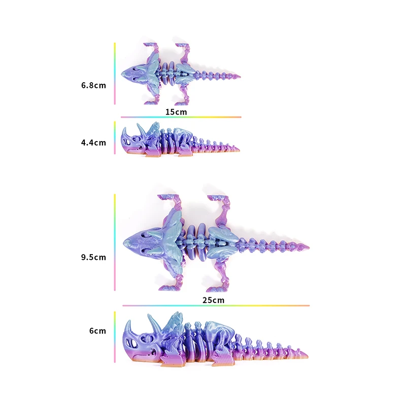 3d impresso triceratops jurássico dinossauro esqueleto deformação ornamentos conjunta móvel criativo estatueta presente brinquedo das crianças