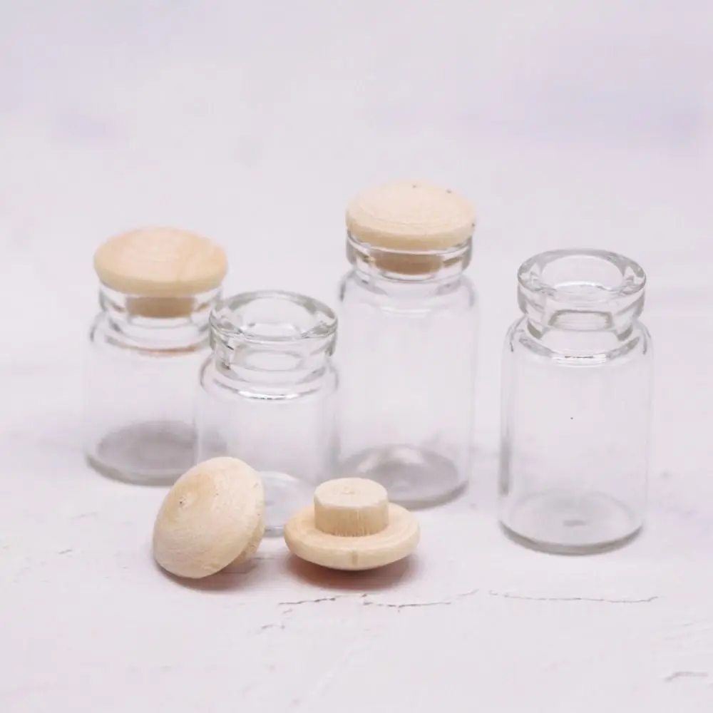 4pcs 1/12 Dollhouse Miniature Glass Bottles Mini Candy Jar Kitchen Wooden Cork Food Storage Bottle Furniture Decor Toys