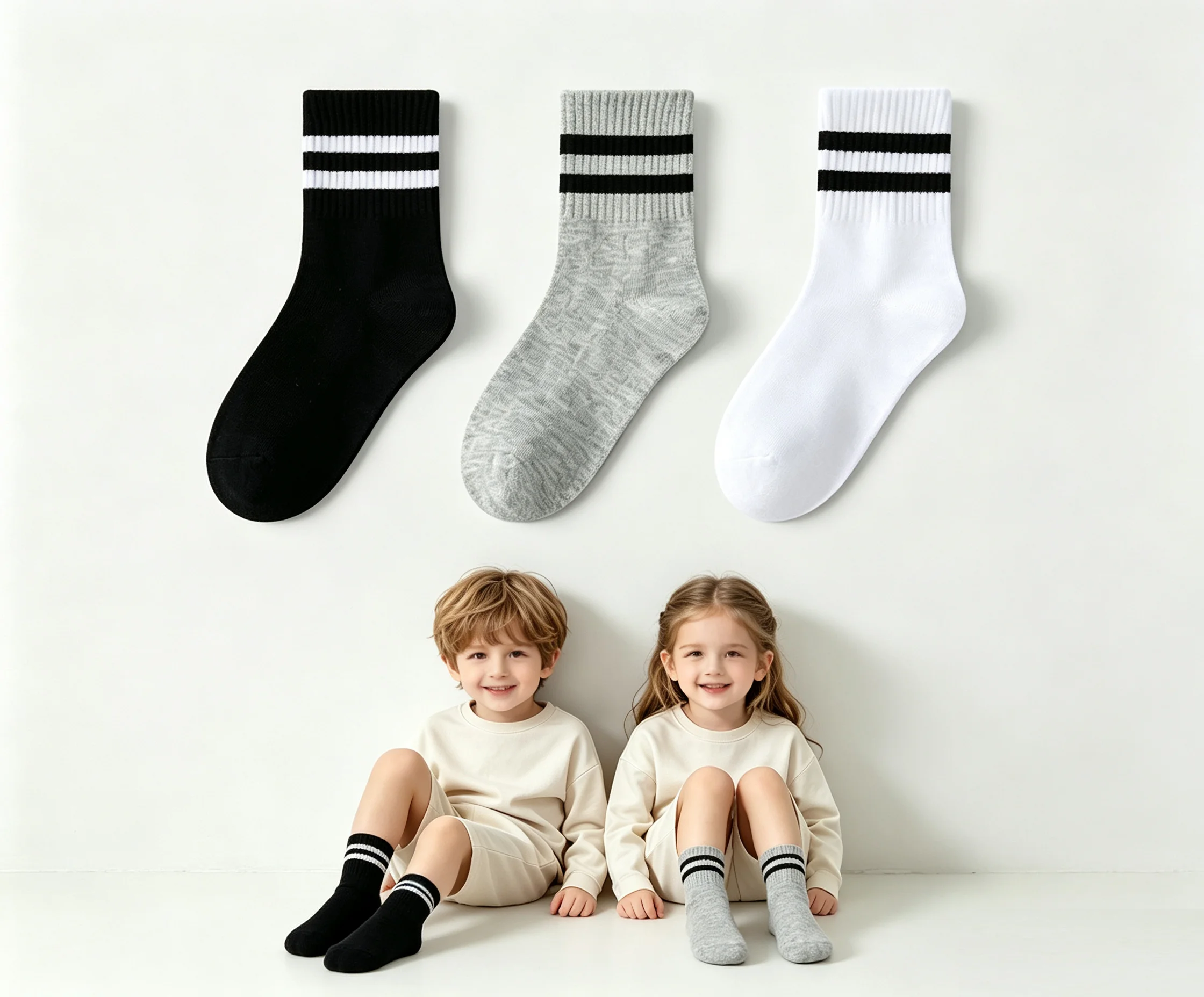 High-quality Boys Girls Socks Basketball Sports Running Cycling Ankle Stocking 100% Cotton Socks