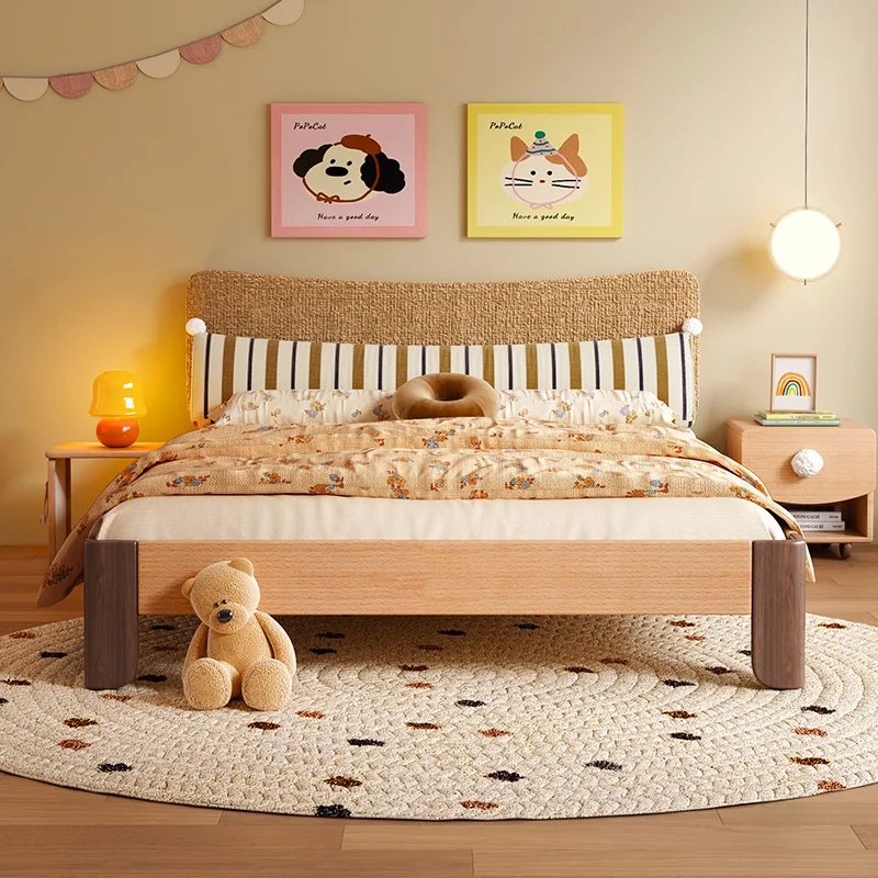 

Simple Yellow Kids Beds Wooden Safety Normal Custom Single Design Children Beds Modern Style Camas Infantiles Furniture Home