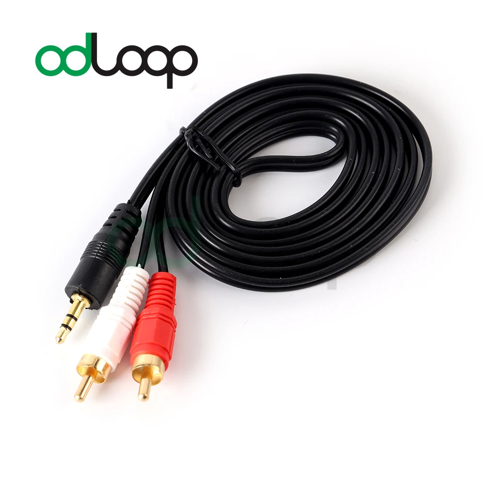 ODLOOP 1.4m Video AV Adapter Cable 3.5mm Male to 2 Male RCA Gold Plated for TV DVD Video Game Console Set Top Box Tablet