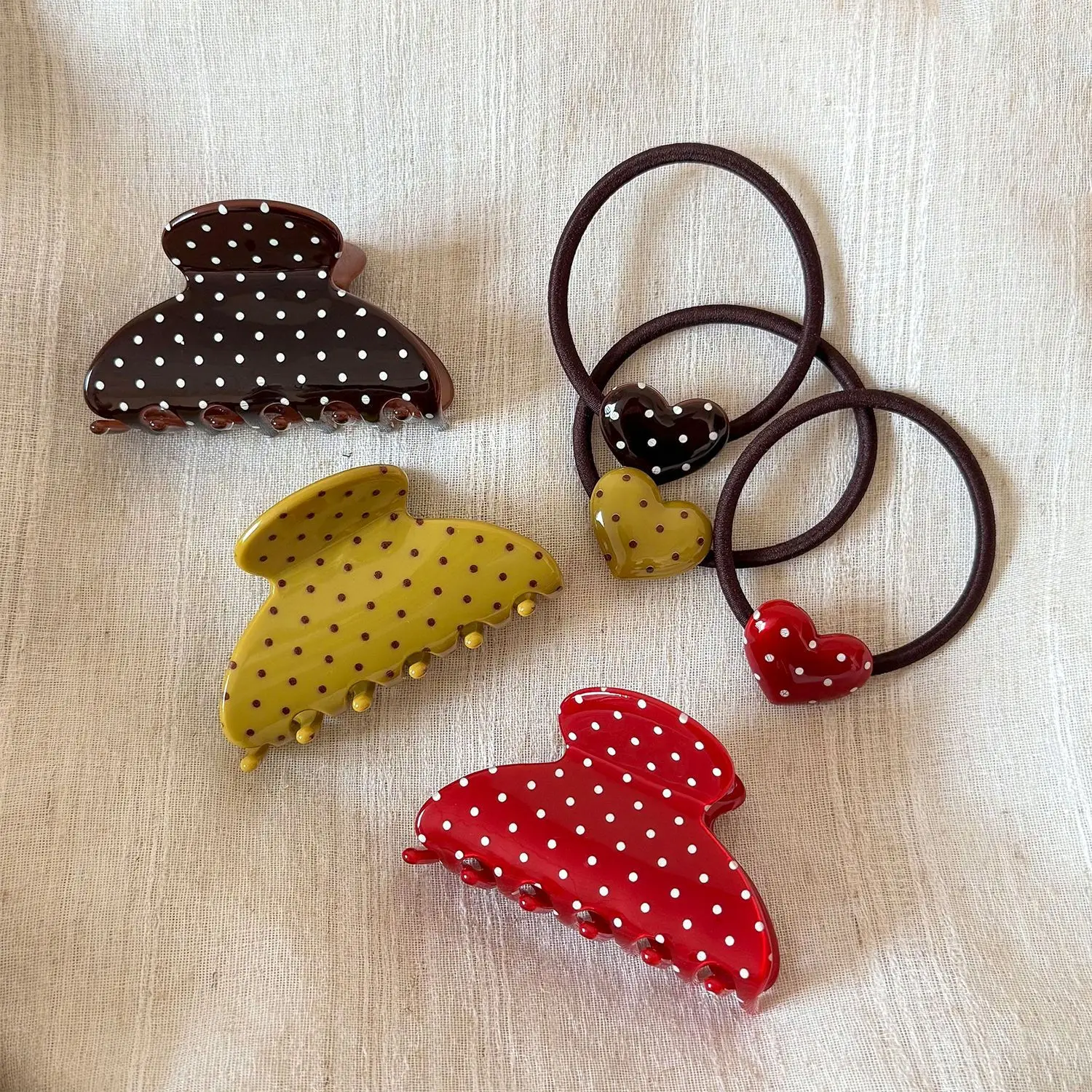 6pcs/lot French-style Acetate Luxury Hair Clip with High-end Fan-shaped Polka Dot Hair Claws New Women's Hair Accessories