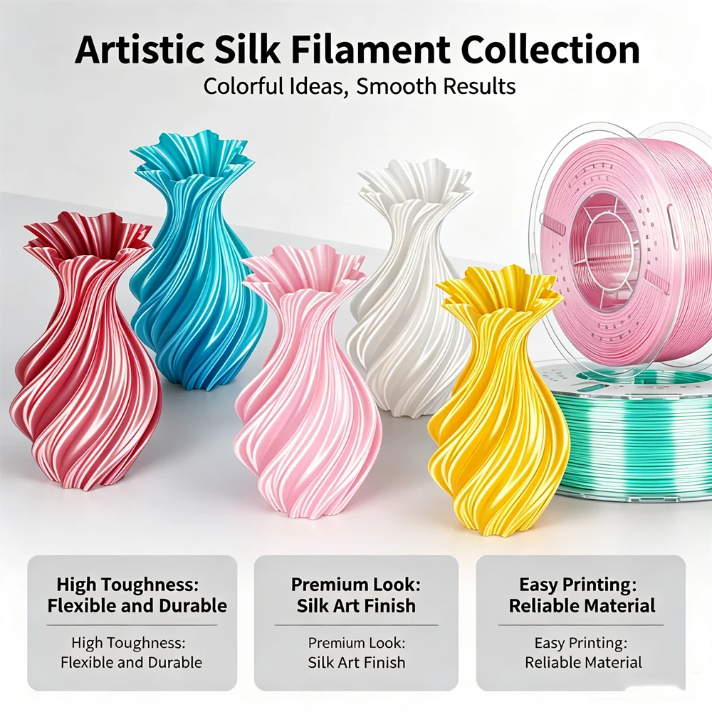 LANDU Silk PLA 3D Printer Filament 1.75mm Silk PLA Filament 3D Printing Materials 1kg Rolls High Quality Material 5