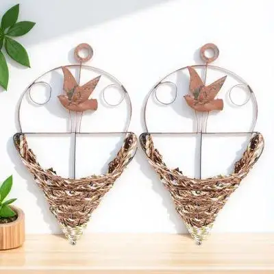 

2pcs Hanging Flower Wall Flowerpot Decor Baskets Iron Plant Pots Wall Mounted Flowerpots Indoor Garden Decoration