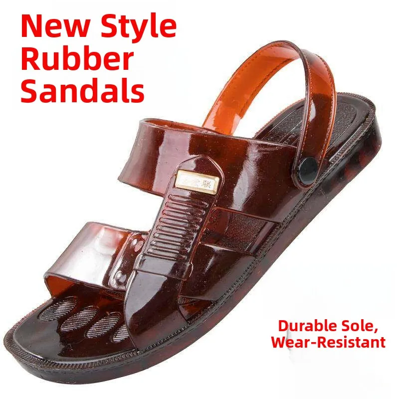Men's Casual Sandals Summer Outdoor Wear Fashionable Vintage Anti-Slip Wear-Resistant Thickened Rubber Odor-Resistant Slip-On...