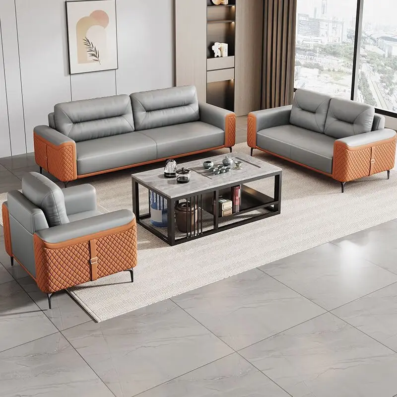 ชุดโซฟาสำนักงานทันสมัย Xipi สำหรับห้องนั่งเล่น ห้องรับรองธุรกิจ หุ้มด้วยหนังสังเคราะห์