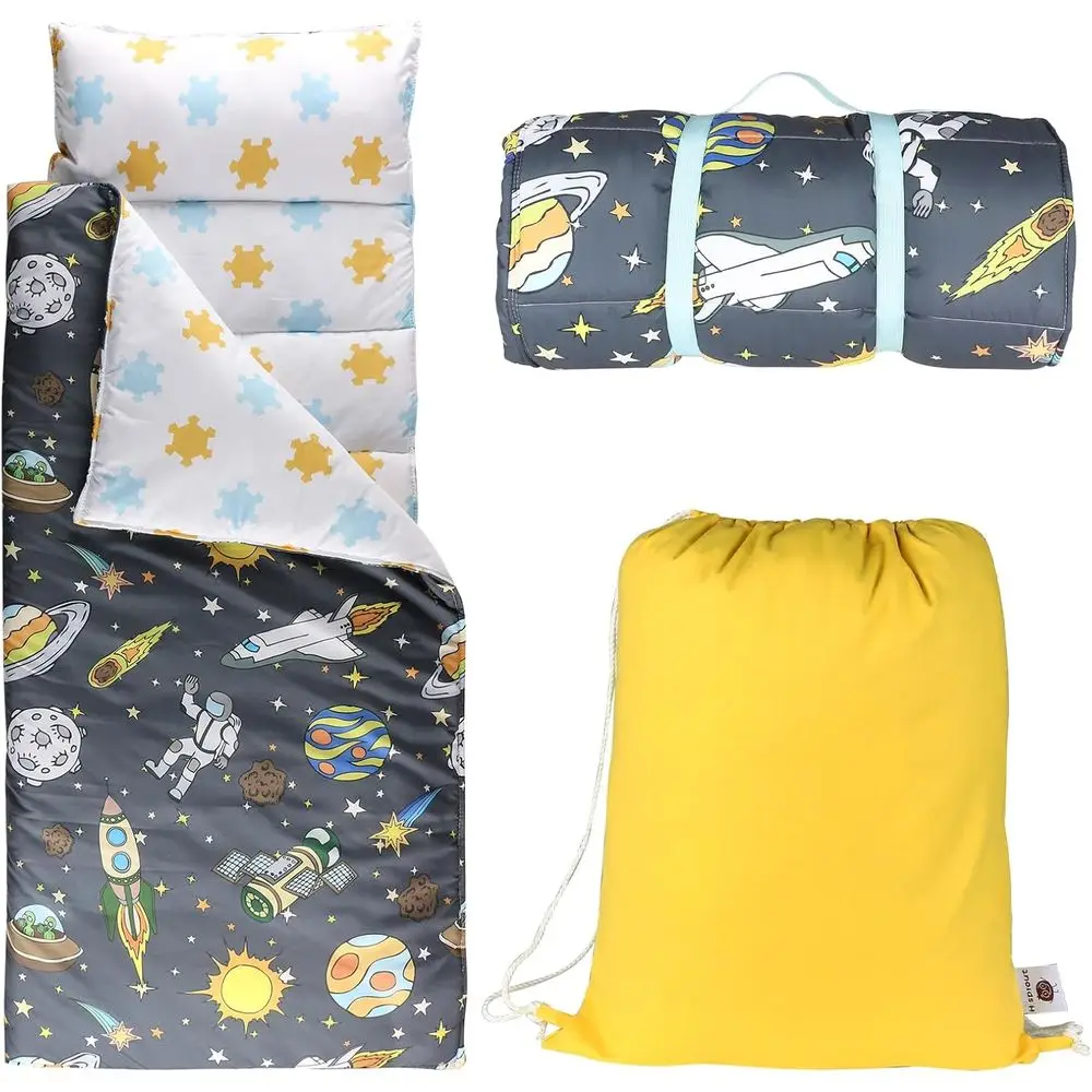 

Toddlers Nap Mat with Removable Pillow and Sot Blanket, Lightweight Daycare Preschool Kindergarten Sleng Bag, Travel Slumber or