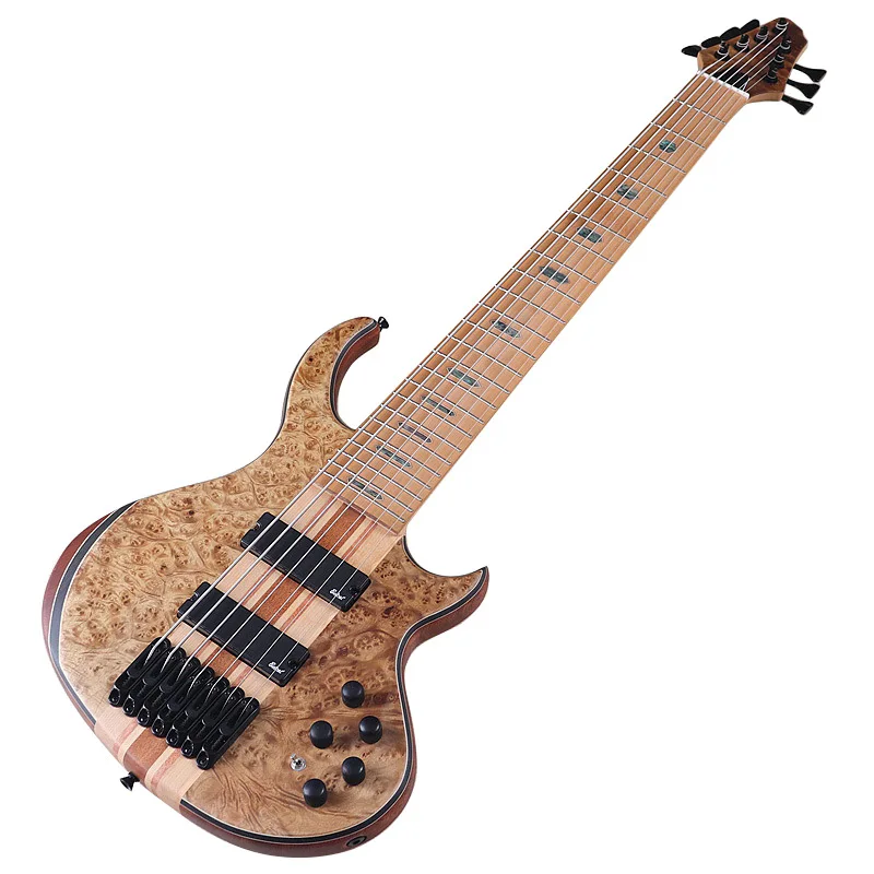 Hooqu 43 بوصة 7-سلسلة نشط الكهربائية باس ماتي الملتصقة البسيطة المفتوحة شجرة باس الرمان القشرة العلوي القيقب الخلفي/الجانب الأبنوس