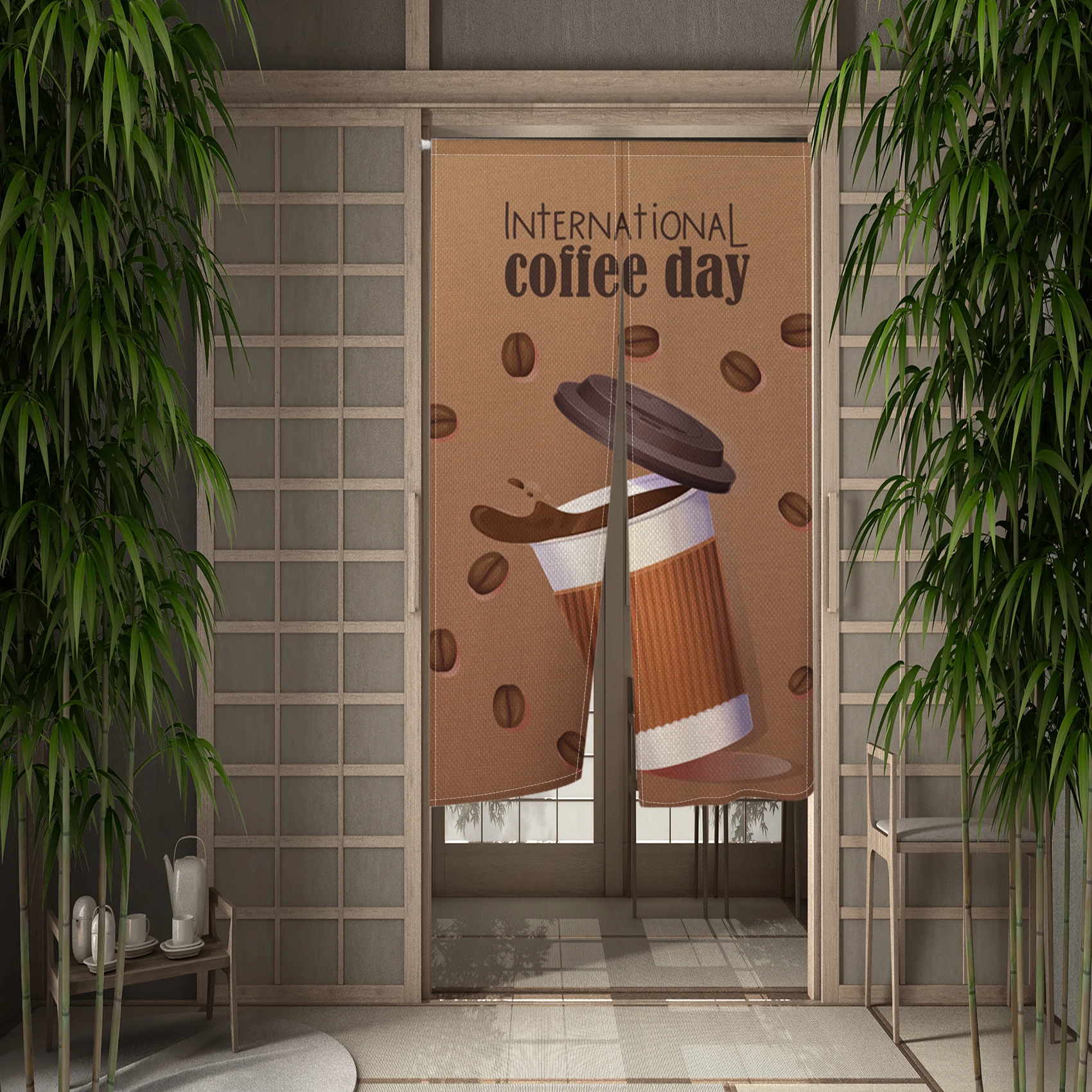 Japanese Door Curtain Sushi House Tea Room Pizza Burger Linen Curtain Entrance Decor Partition Doorway Hanging Half Curtain