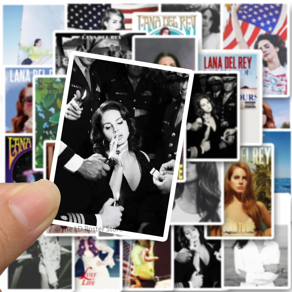 25Pcs Mixed Singer Lana Del Rey Vintage Posters Born To Die Poster Stickers for Laptop Luggage Phone Decor Wall Sticker Kids Toy