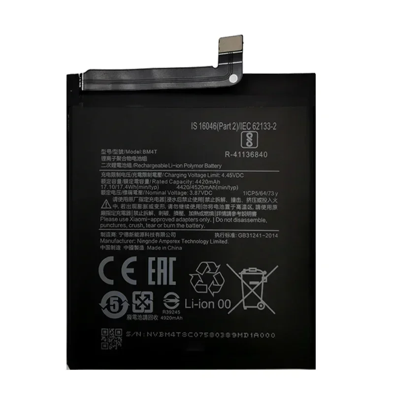 BM4T Replacement Phone Battery For Xiaomi, Redmi 10X Pro, 5G, 4520mAh Batteries, 100% Original, High Quality, New