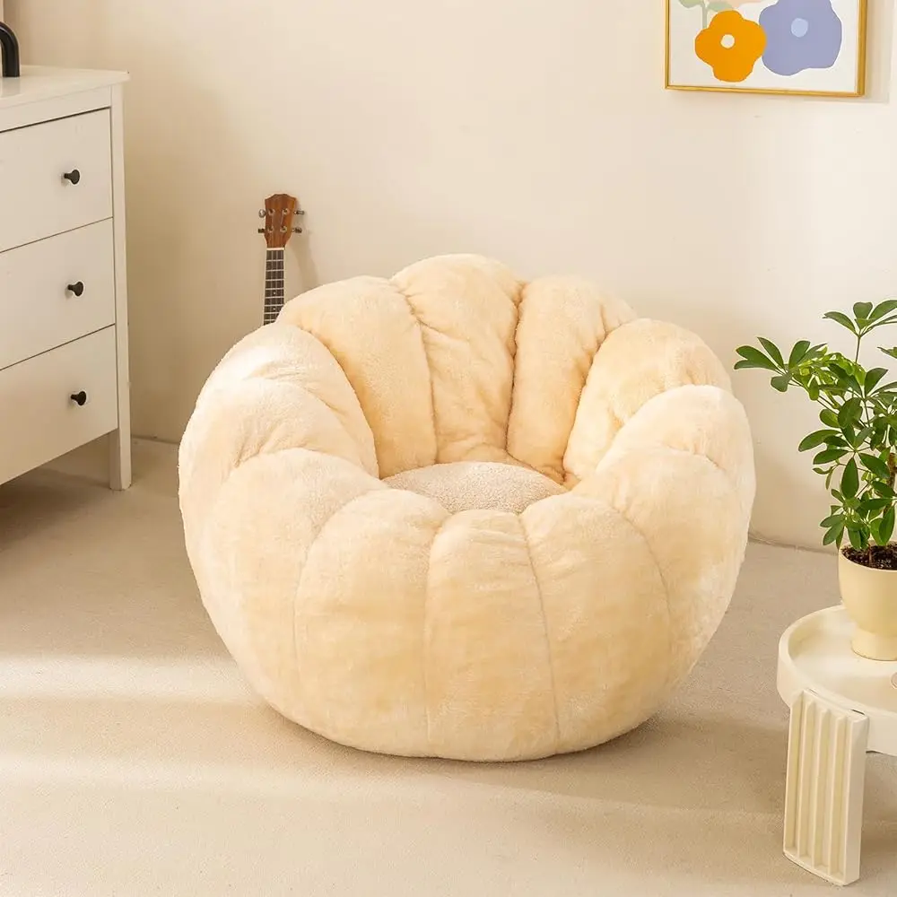 Pumpkin Bean Bag Sofa Chair, Bean Bag Chair With Filler For Teens, Kids, Toddler, Comfy And Lazy Sofa For Dorm, Apartment,