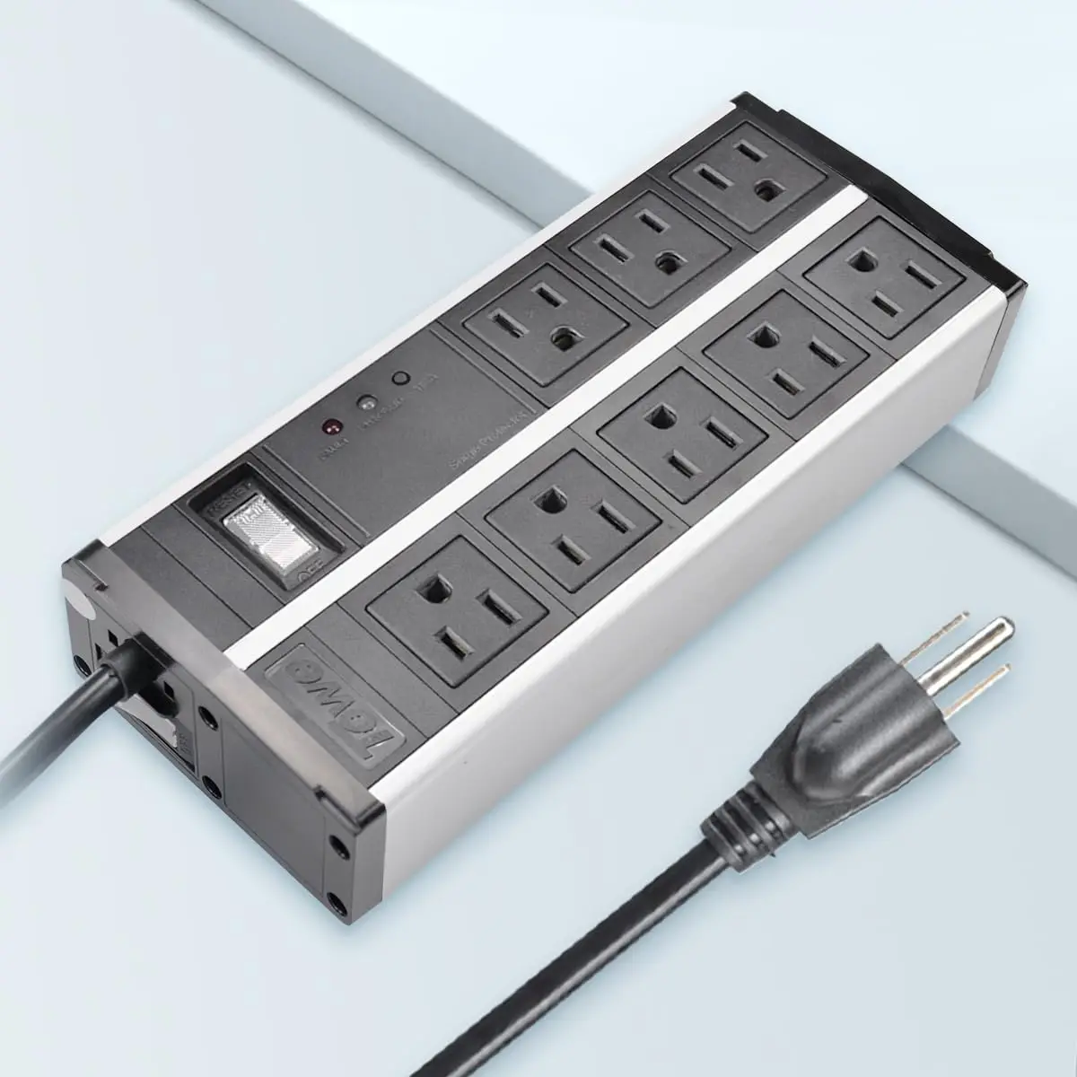 TOWE Heavy Duty Metal Power Strip 4 Outlets 4 USB Surge Protector 2500W Wall Mount Charging Station for Workshop Garage