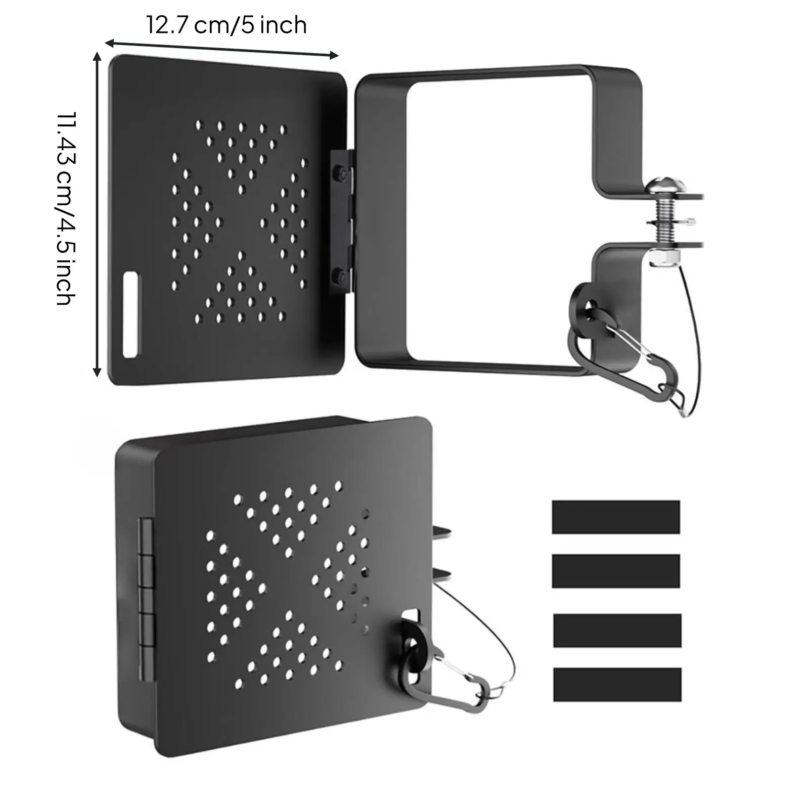 RV Bumper End Cap Cover for 4 Inch Square Trailer Hitch Tube with Perforated Vent Holes and Locking Buckle for Camping - view 5