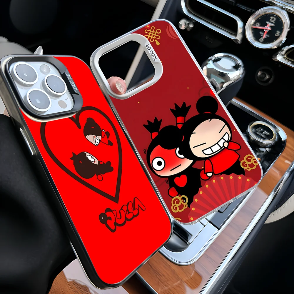 P-Pucca G-Garu Cute Phone Case For IPhone 16 15 14 13 12 11 Pro Max X XR XSMAX 8 7 Plus Matte Shockproof Back Cover