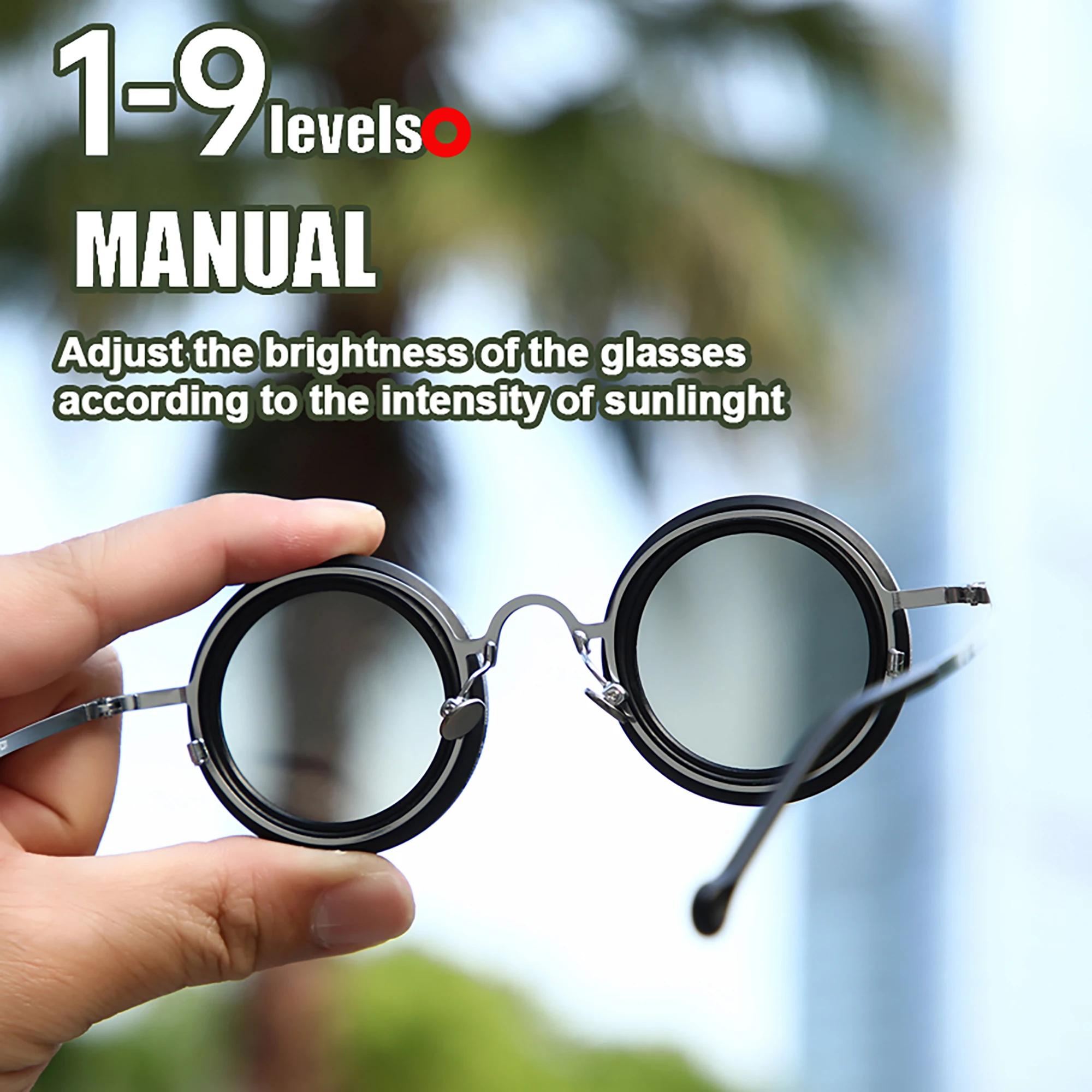 1-9 Small Frame Adjustable Sunglasses Women Round Polarized Glasses ND Filter Lenses Handcrafted Retro Men Glasses Vintage Style