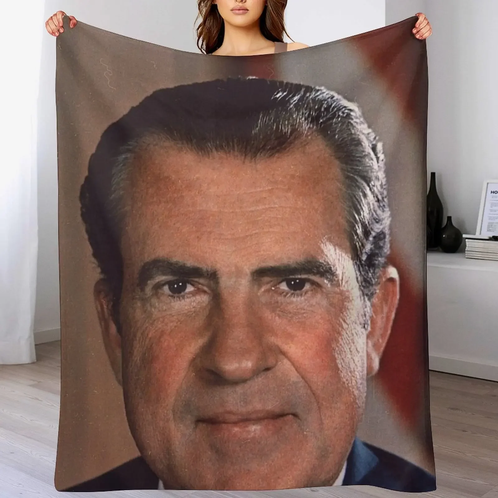 

Richard Nixon Portrait Throw Blanket Soft Plaid warm for winter Camping sofa bed Blankets